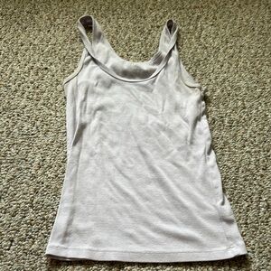 Old Navy White Fitted Tank Top with Scoop Neck